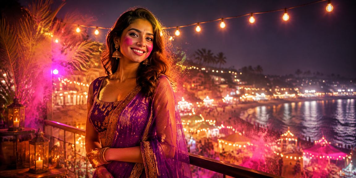 A lively Indian festival scene with rummy and betting at Holi