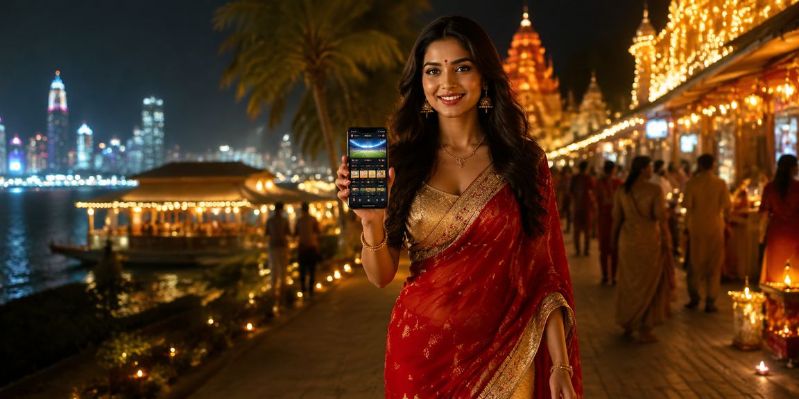 Indian player logging into gaming app during Diwali festival